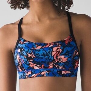 Lululemon Rise and Run Bra Mini Paint Storm Harbor Blue Multi / Black size 8